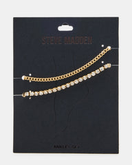 2-PIECE RHINESTONE CHAIN ANKLET SET Women's Pearl Embellished ChaiN Anklet Set | Steve Madden US