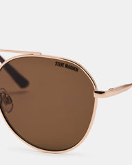 AYDIN Gold Solid Brown Gold Frame Sunglasses | Steve Madden online