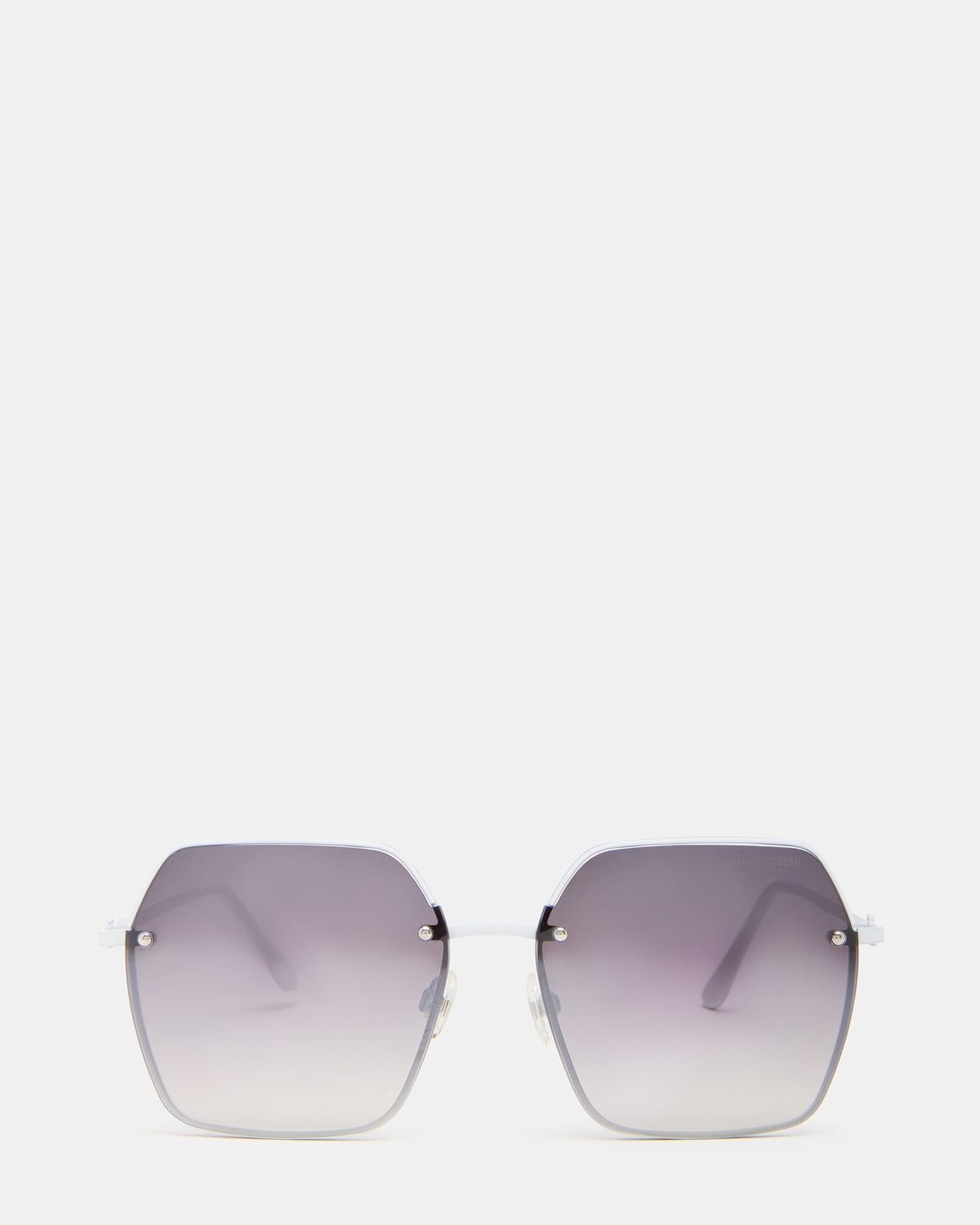 DAVIAN White Square Shiny Gradient Smoke Sunglasses | Steve Madden US