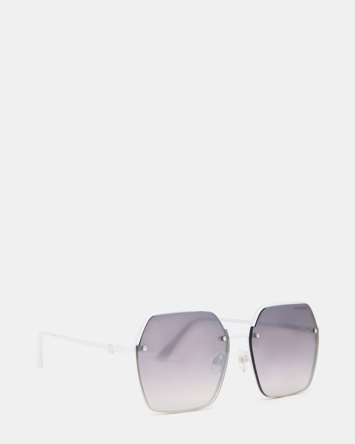 DAVIAN White Square Shiny Gradient Smoke Sunglasses | Steve Madden US