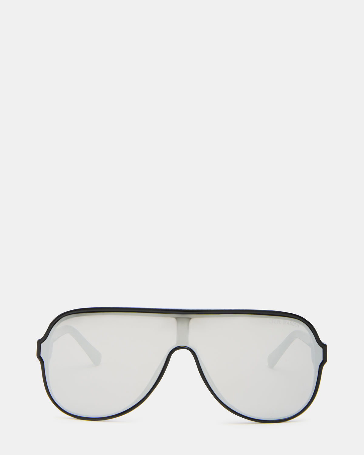 KERBIE Black Silver Flash Shield Sunglasses | Steve Madden Sale