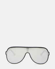 KERBIE Black Silver Flash Shield Sunglasses | Steve Madden Sale