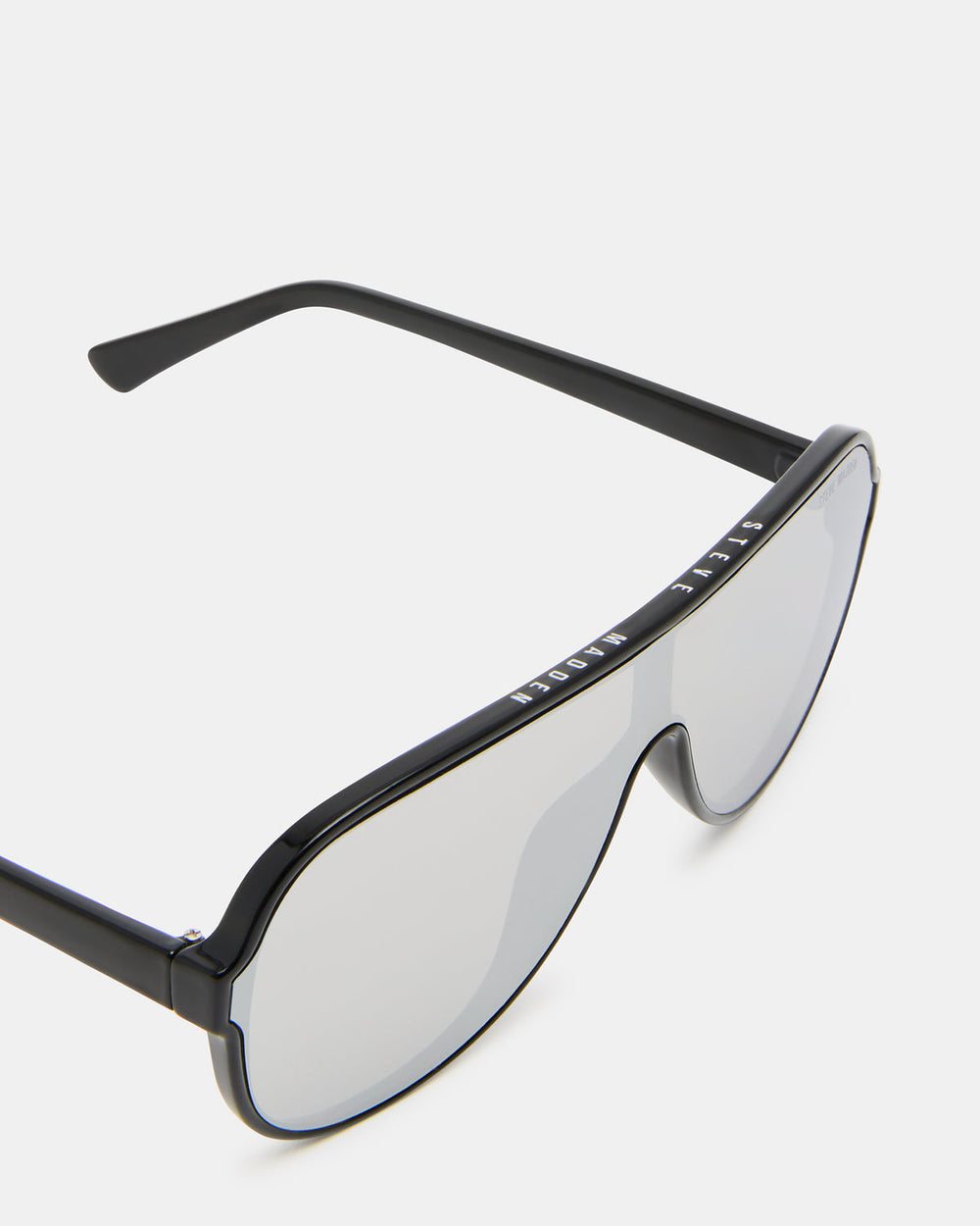 KERBIE Black Silver Flash Shield Sunglasses | Steve Madden Sale