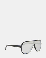 KERBIE Black Silver Flash Shield Sunglasses | Steve Madden Sale