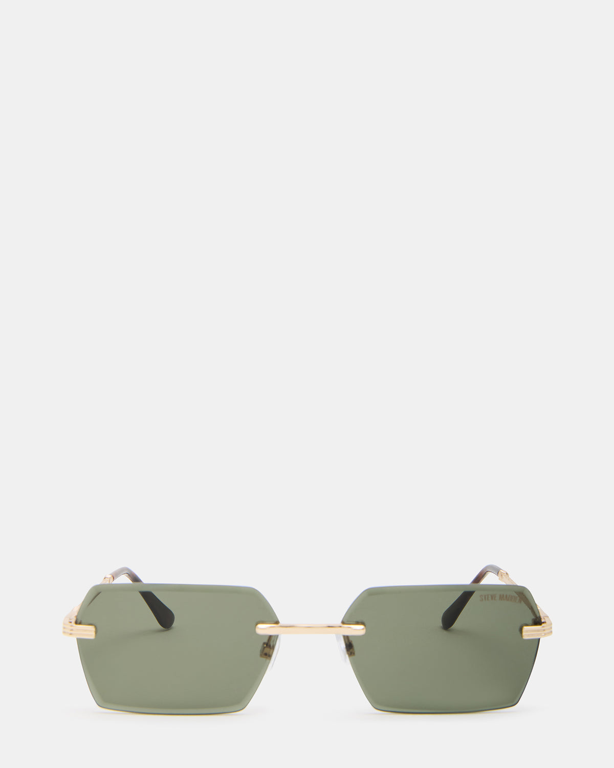 FINNIAN Gold Rectangle Green Solid Tortoise Sunglasses | Steve Madden for Sale