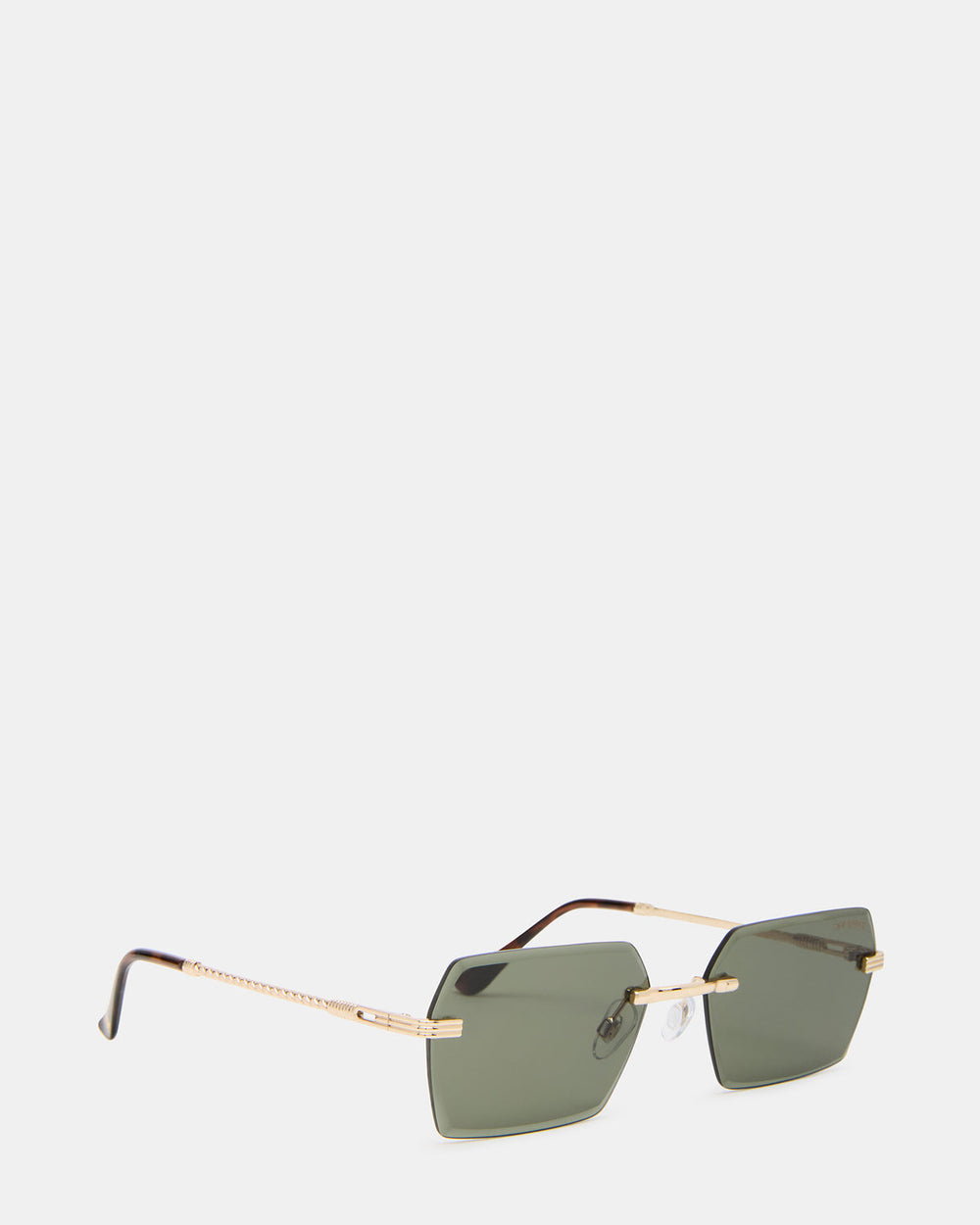 FINNIAN Gold Rectangle Green Solid Tortoise Sunglasses | Steve Madden for Sale