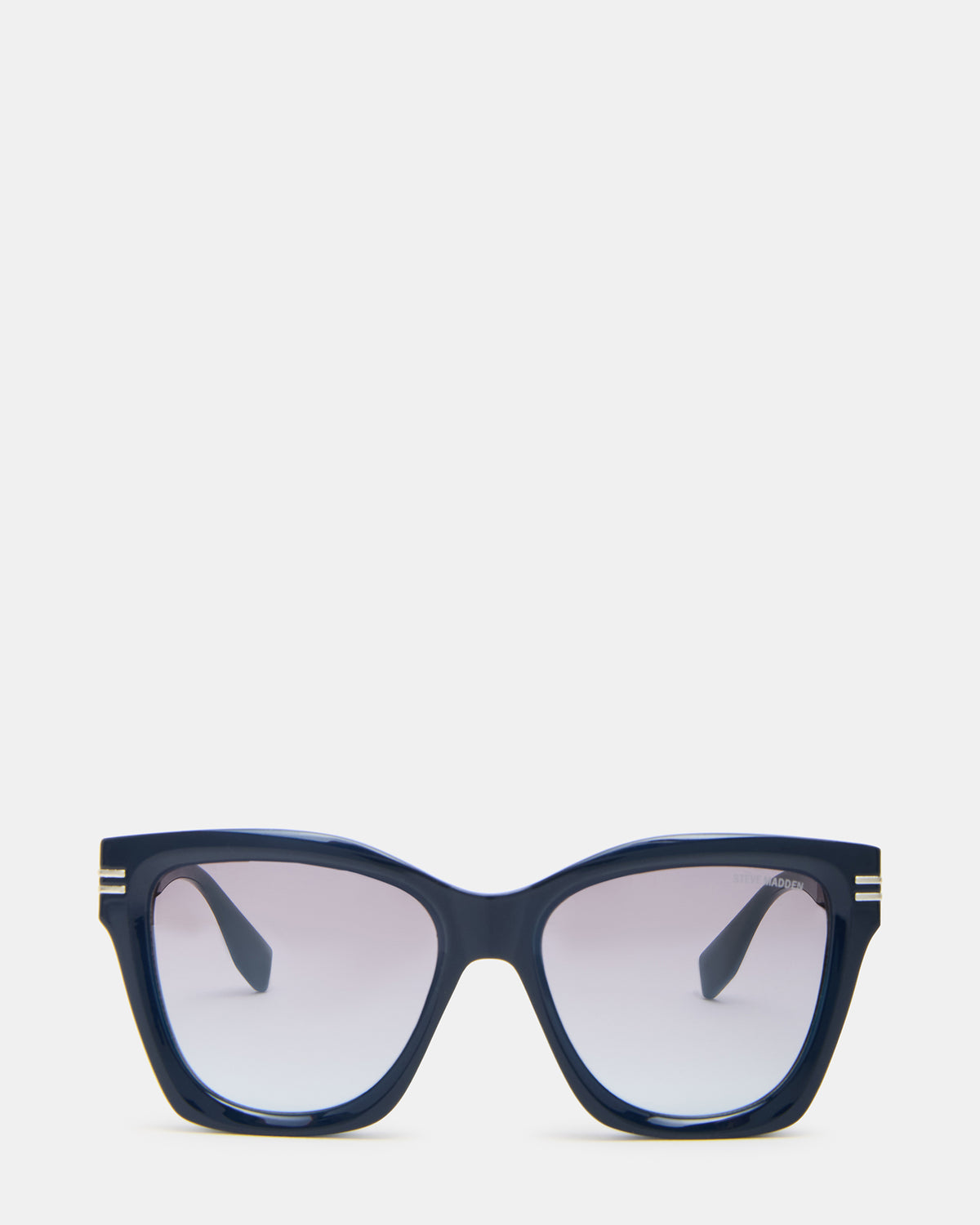 TAISIA Navy Milky Opaque Silver Flash Cat Eye Sunglasses | Steve Madden on Sale