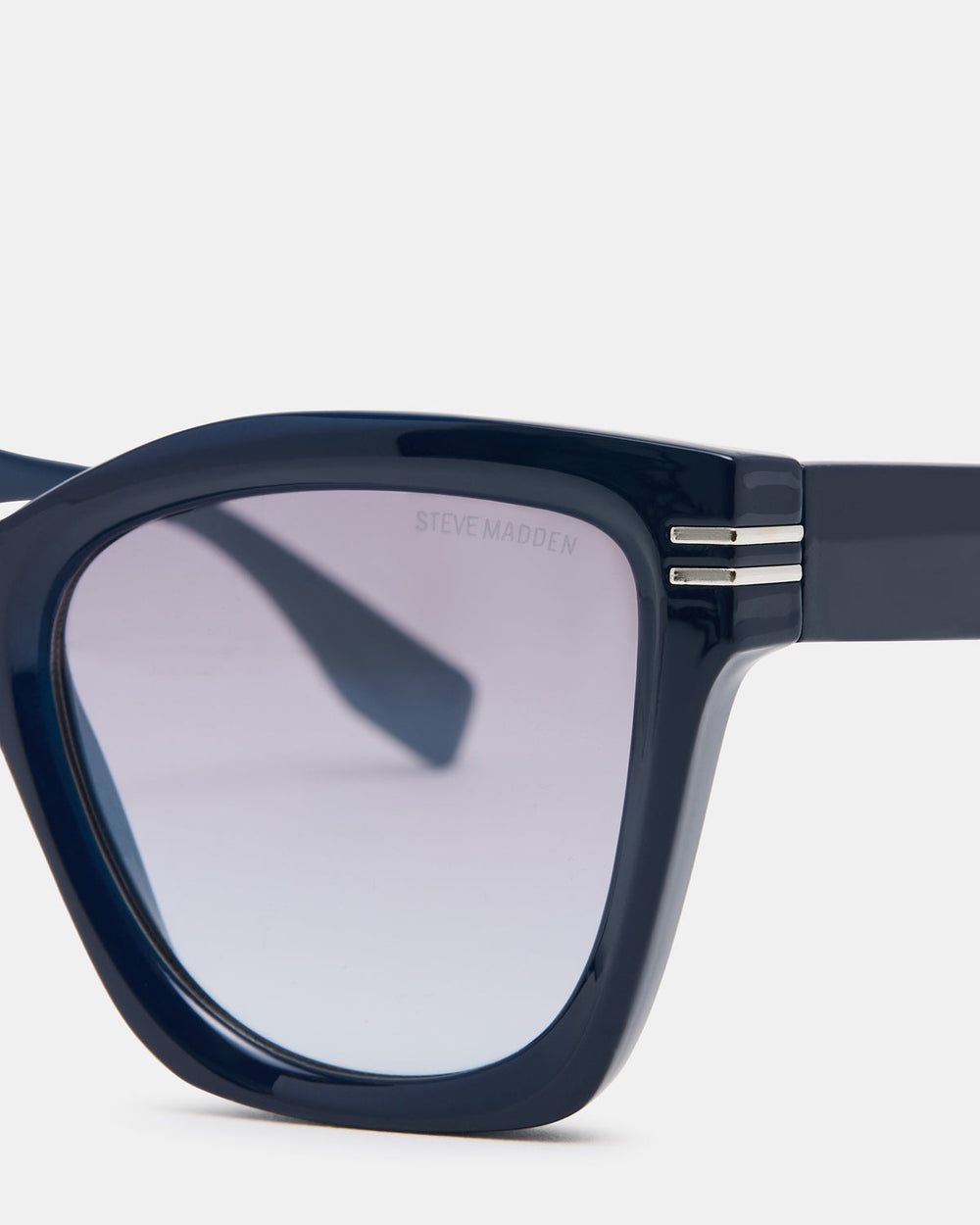 TAISIA Navy Milky Opaque Silver Flash Cat Eye Sunglasses | Steve Madden on Sale