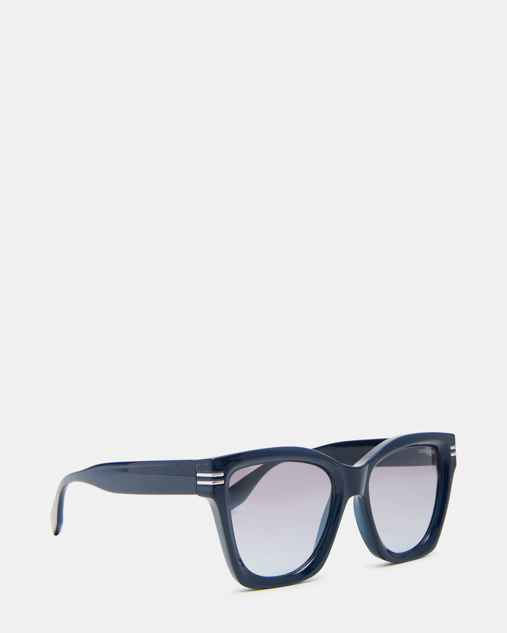 TAISIA Navy Milky Opaque Silver Flash Cat Eye Sunglasses | Steve Madden on Sale