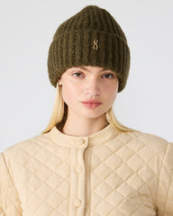 LOGO BEANIE Grape Leaf Fuzzy RIbbed Knit Women's Beanie | Steve Madden for Sale