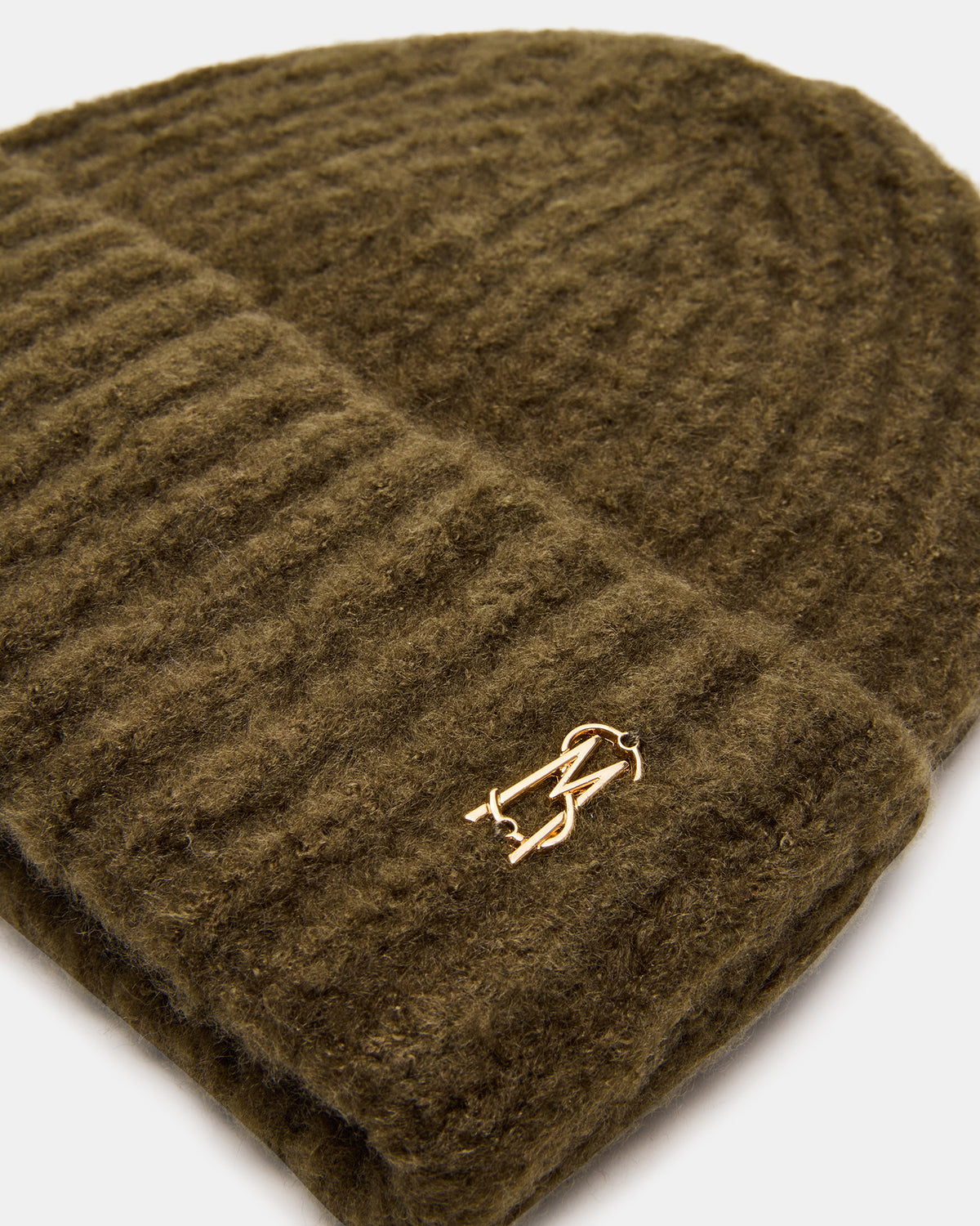 LOGO BEANIE Grape Leaf Fuzzy RIbbed Knit Women's Beanie | Steve Madden for Sale