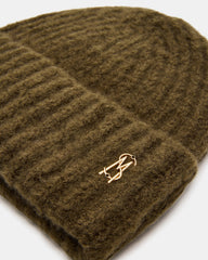 LOGO BEANIE Grape Leaf Fuzzy RIbbed Knit Women's Beanie | Steve Madden for Sale