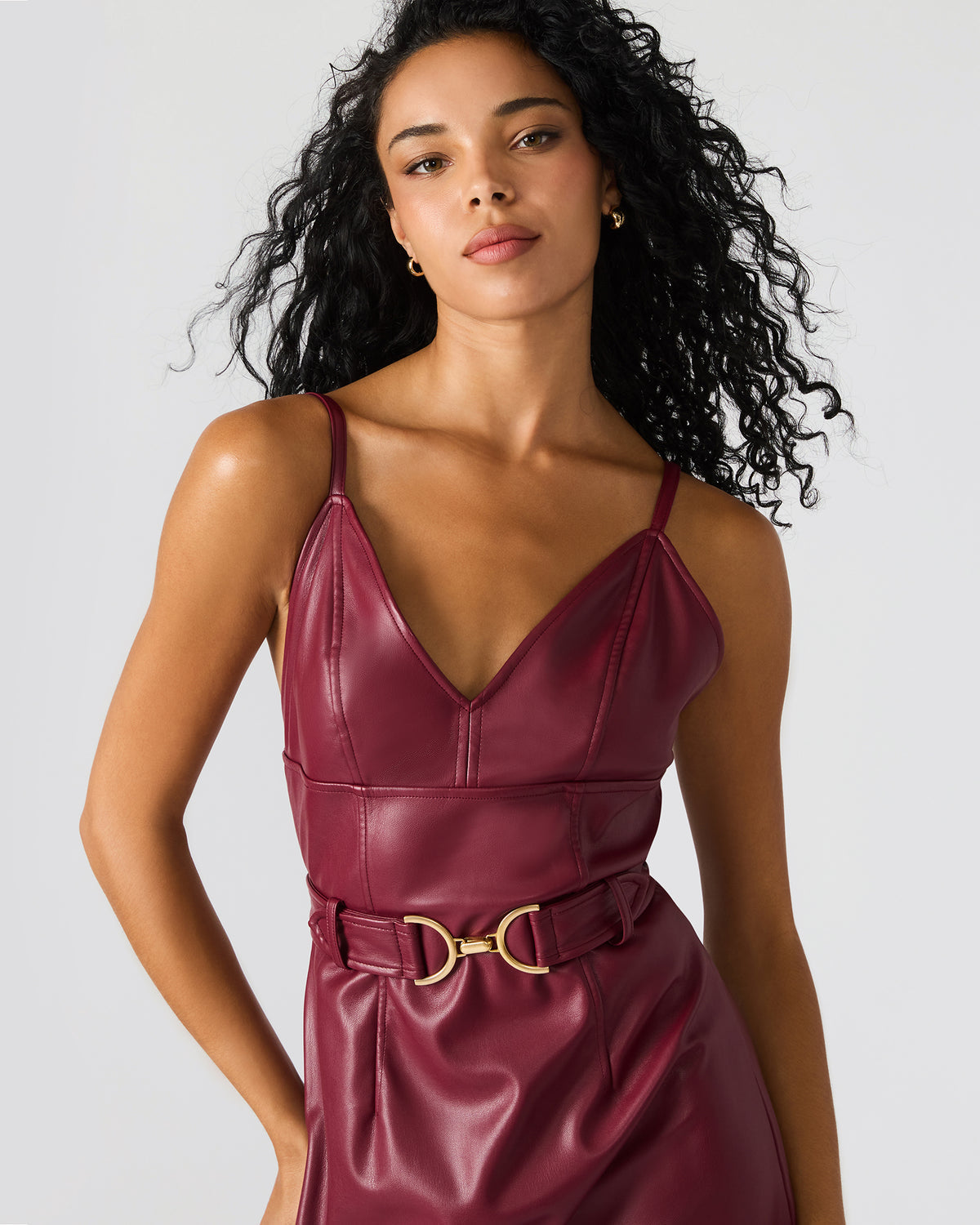 KAILEY Cordovan Faux Leather Sleeveless Midi Women's Dress | Steve Madden near me
