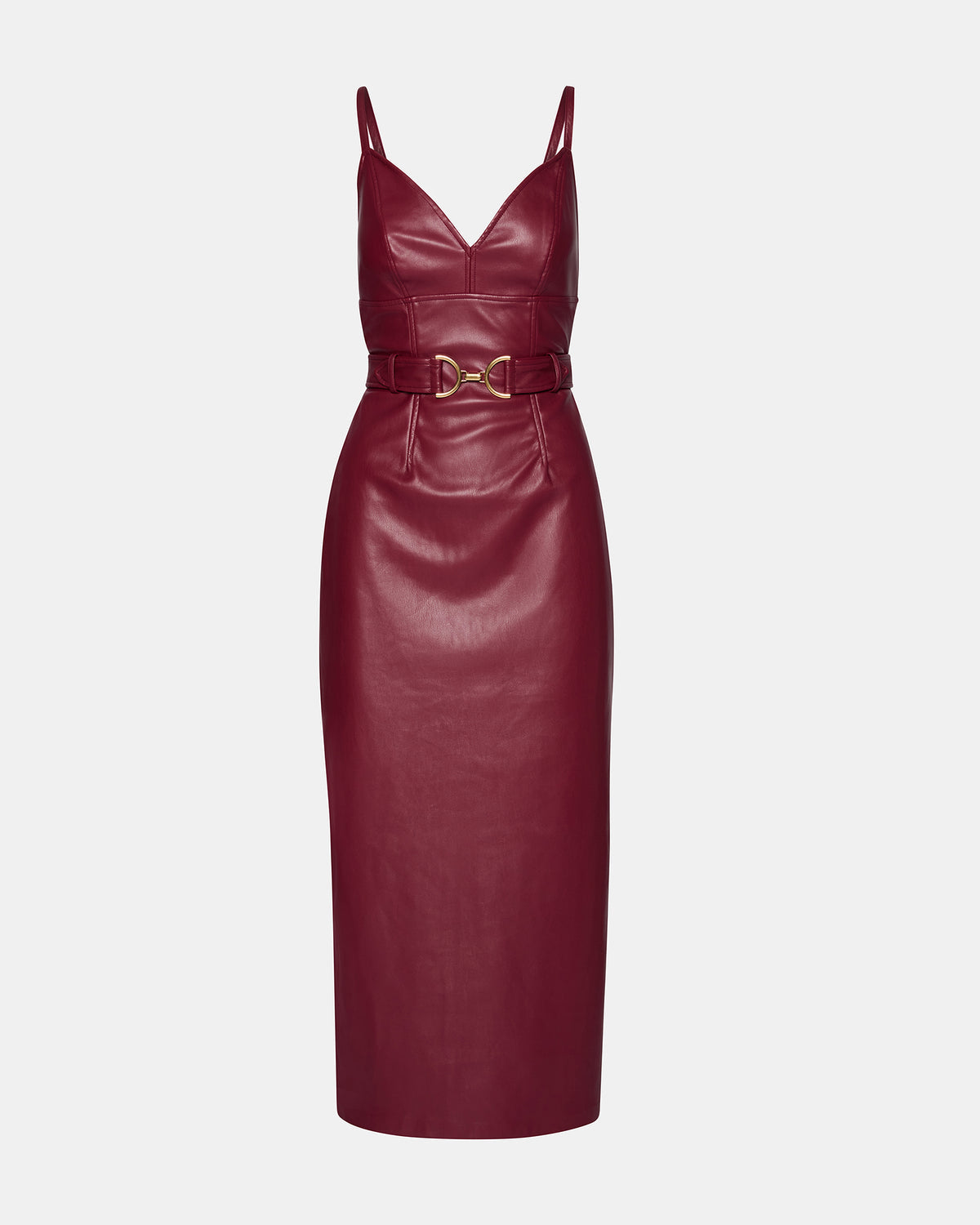KAILEY Cordovan Faux Leather Sleeveless Midi Women's Dress | Steve Madden near me