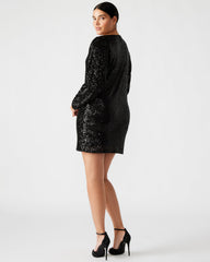 GINGER Dress Black | Women's Long-Sleeved Sequin Mini Dress | Steve Madden outlet