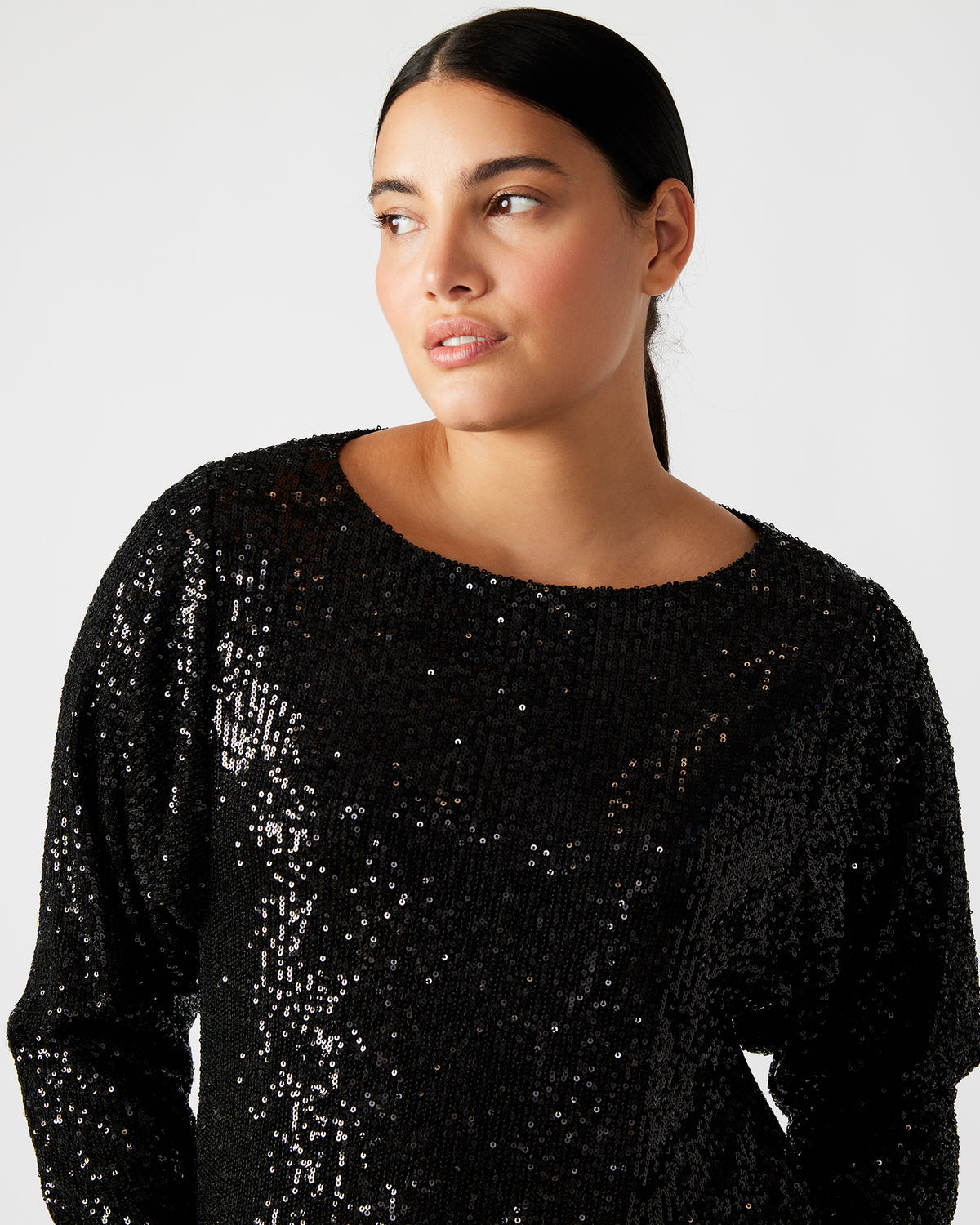 GINGER Dress Black | Women's Long-Sleeved Sequin Mini Dress | Steve Madden outlet