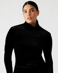 SKYLER Dress Black | Women's Long-Sleeved Turtleneck Velvet Dress | Steve Madden discount