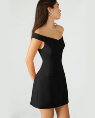 YANA Black Off-The-Shoulder Pleated Women's Dress | Steve Madden online