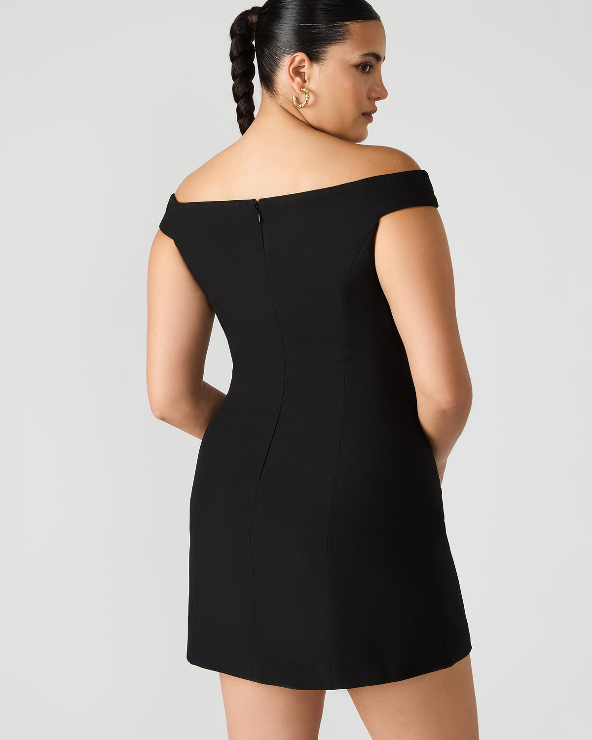 YANA Black Off-The-Shoulder Pleated Women's Dress | Steve Madden online