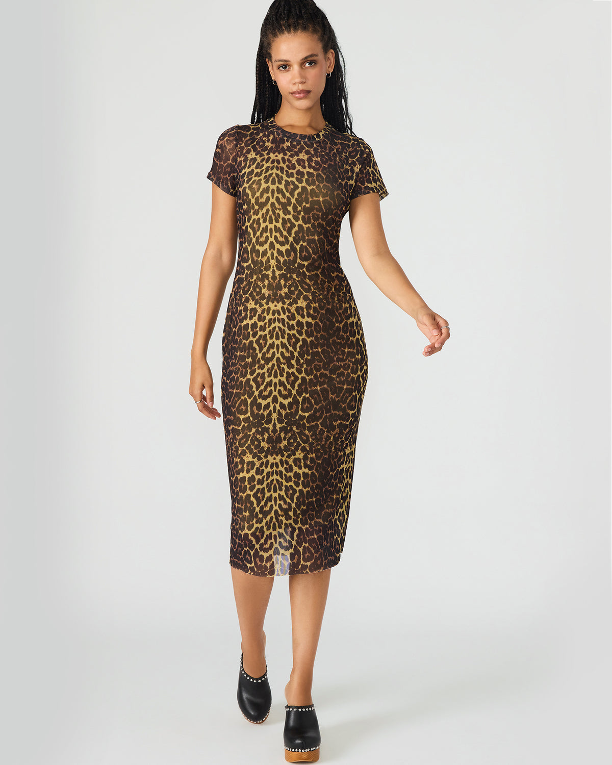 HAILEE Hot Sports Print Mesh Short-Sleeved Bodycon Women's Dress | Steve Madden US
