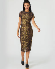 HAILEE Hot Sports Print Mesh Short-Sleeved Bodycon Women's Dress | Steve Madden US