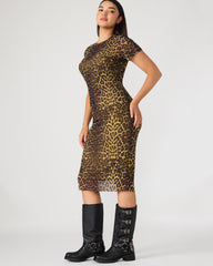 HAILEE Hot Sports Print Mesh Short-Sleeved Bodycon Women's Dress | Steve Madden US
