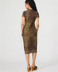 HAILEE Hot Sports Print Mesh Short-Sleeved Bodycon Women's Dress | Steve Madden US