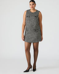 LOUIE Black/White Sleeveless Tweed Mini Women's Dress | Steve Madden outlet
