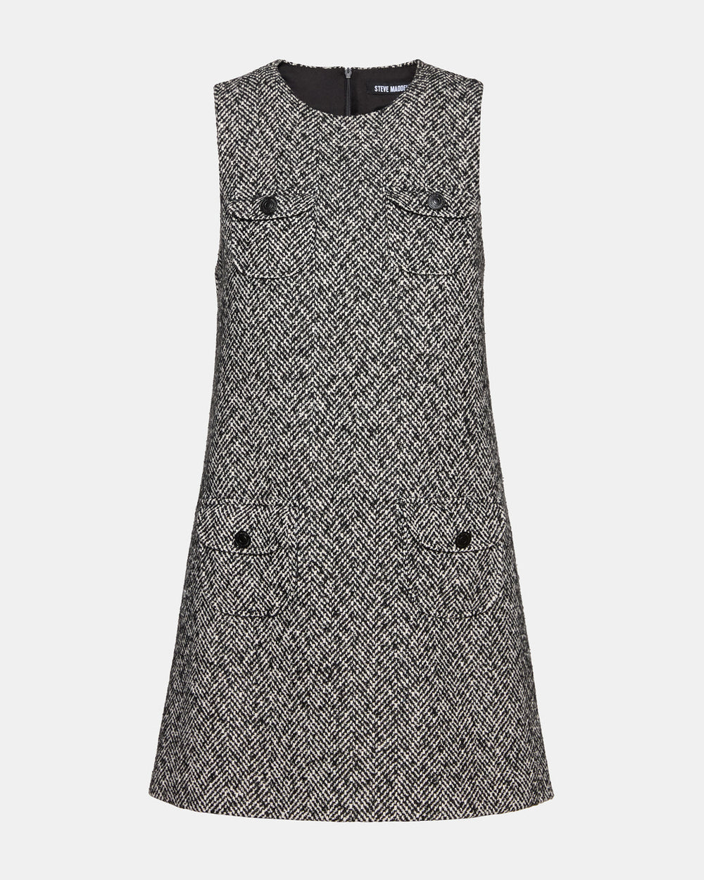 LOUIE Black/White Sleeveless Tweed Mini Women's Dress | Steve Madden outlet