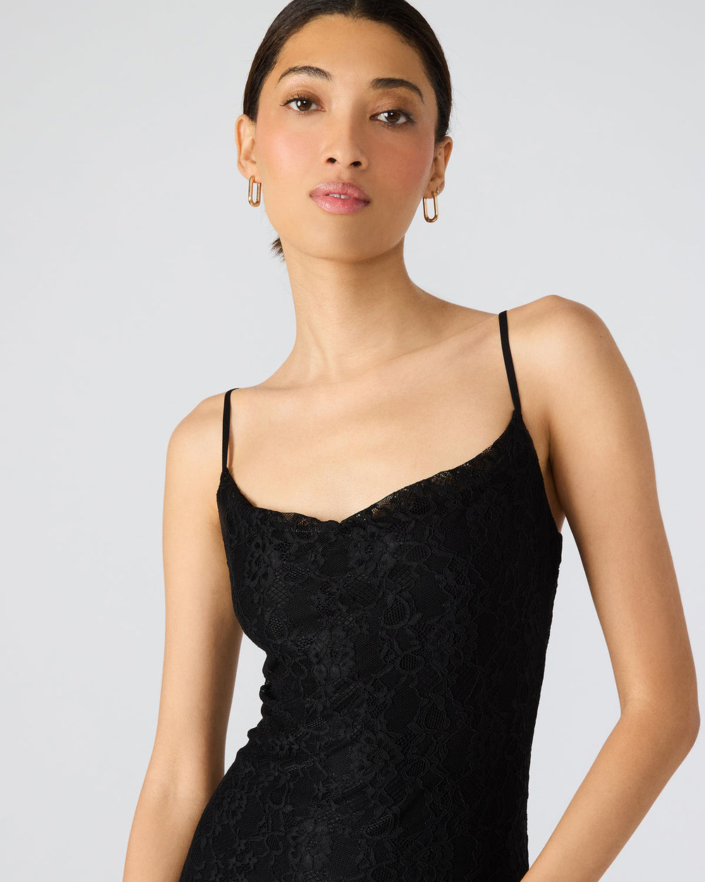 LOUISA Black Flowy Sleeveless Mesh Lace Womens Dress | Steve Madden Sale