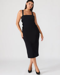 RENE Black Form-Fitting Bow Women's Midi Dress | Steve Madden for Sale