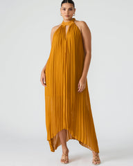 MARAYA Tuscan Gold Flowy Halter Women's Maxi Dress | Steve Madden on Sale