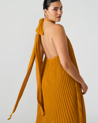 MARAYA Tuscan Gold Flowy Halter Women's Maxi Dress | Steve Madden on Sale