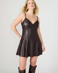 ABBOTTF Fosssil Brown Flowy Faux Leather Mini Women's Dress | Steve Madden near me