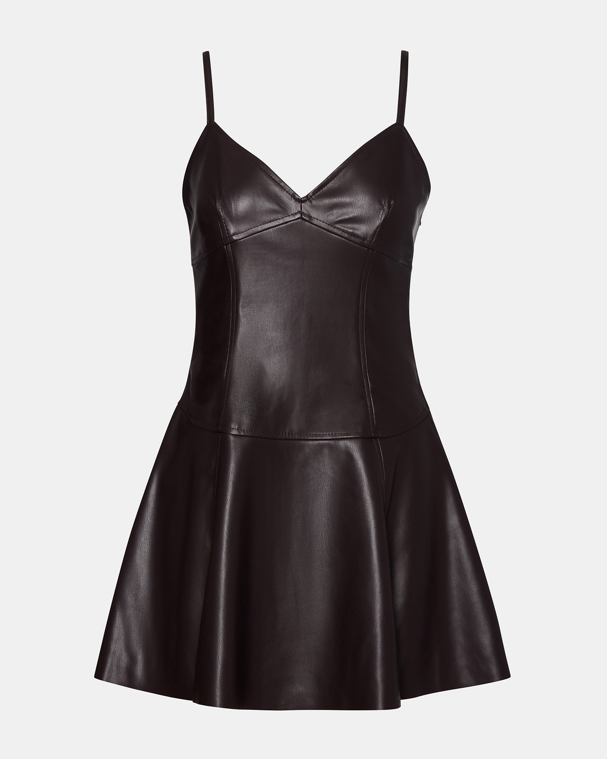 ABBOTTF Fosssil Brown Flowy Faux Leather Mini Women's Dress | Steve Madden near me
