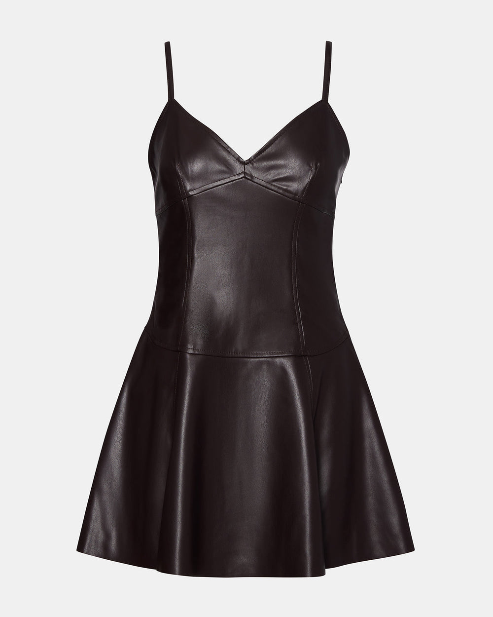 ABBOTTF Fosssil Brown Flowy Faux Leather Mini Women's Dress | Steve Madden near me