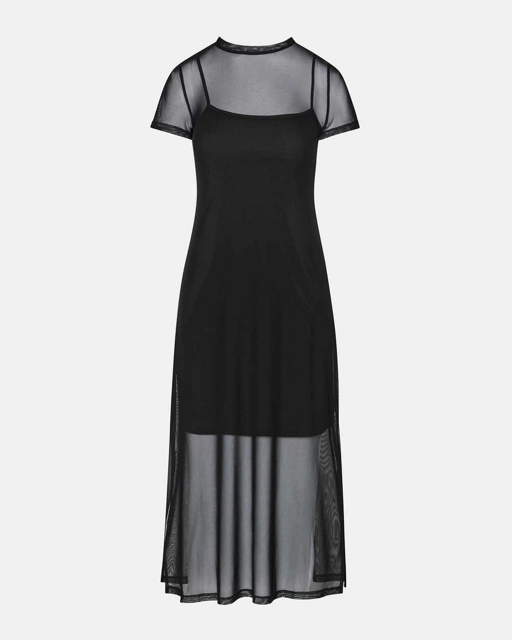 NOLA Black Short-Sleeved Mesh Sheer Women's Dress | Steve Madden online