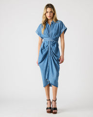 TORI Denim Button Up Collared Midi Dress | Steve Madden US