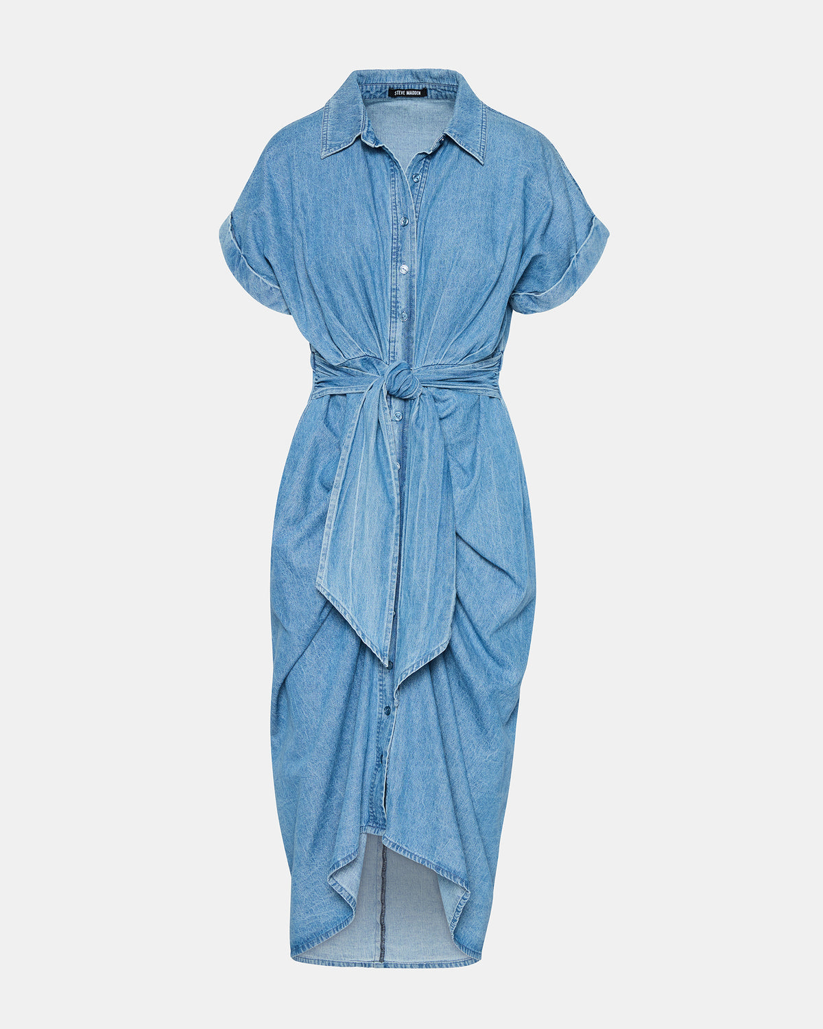 TORI Denim Button Up Collared Midi Dress | Steve Madden US