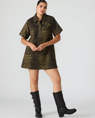 FREDDY Hot Spots Print Short-Sleeved Denim Button-Up Mini Women's Dress | Steve Madden outlet