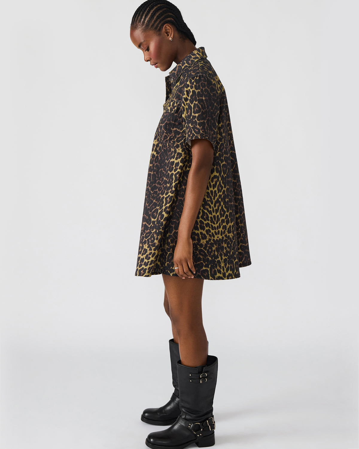 FREDDY Hot Spots Print Short-Sleeved Denim Button-Up Mini Women's Dress | Steve Madden outlet