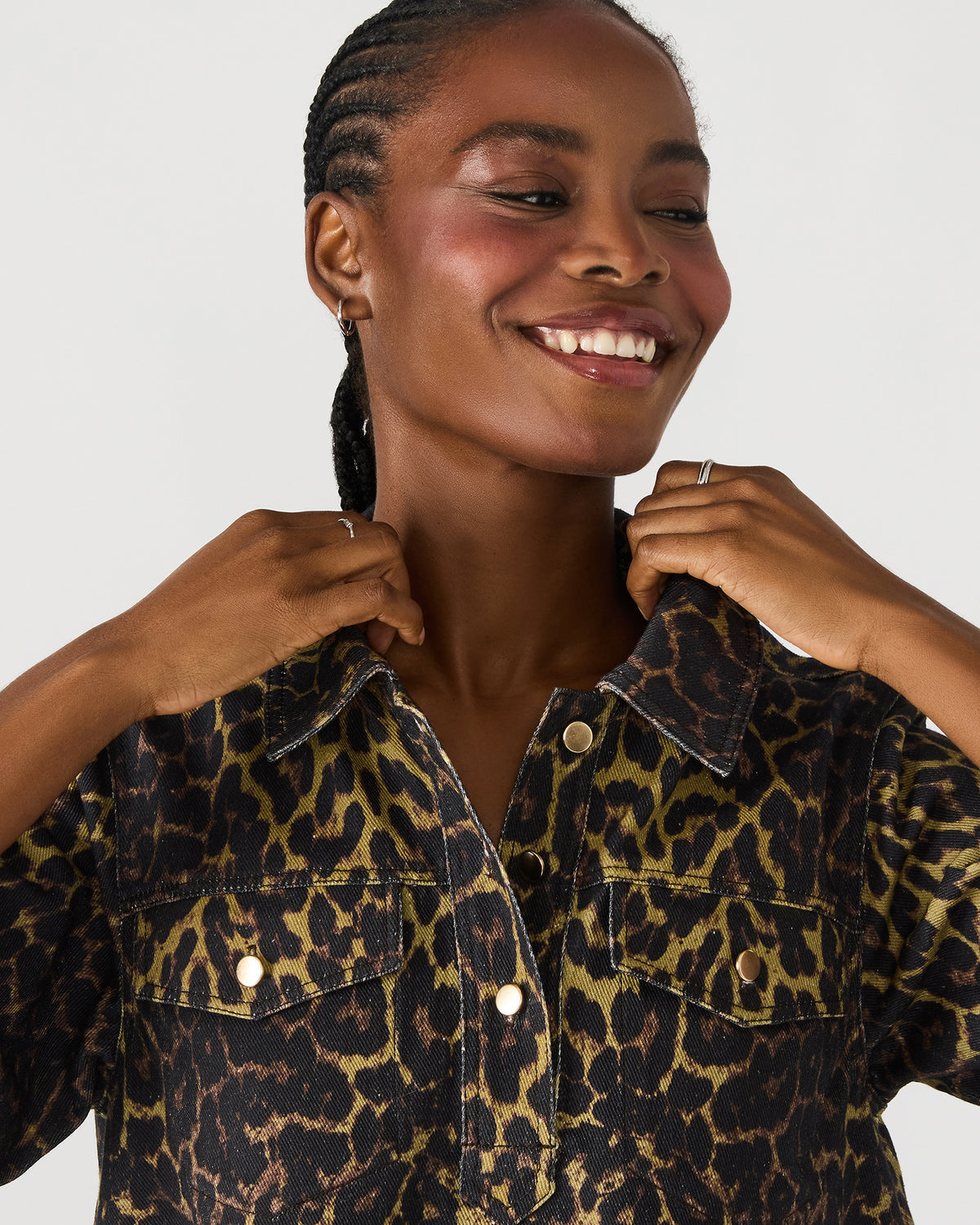 FREDDY Hot Spots Print Short-Sleeved Denim Button-Up Mini Women's Dress | Steve Madden outlet