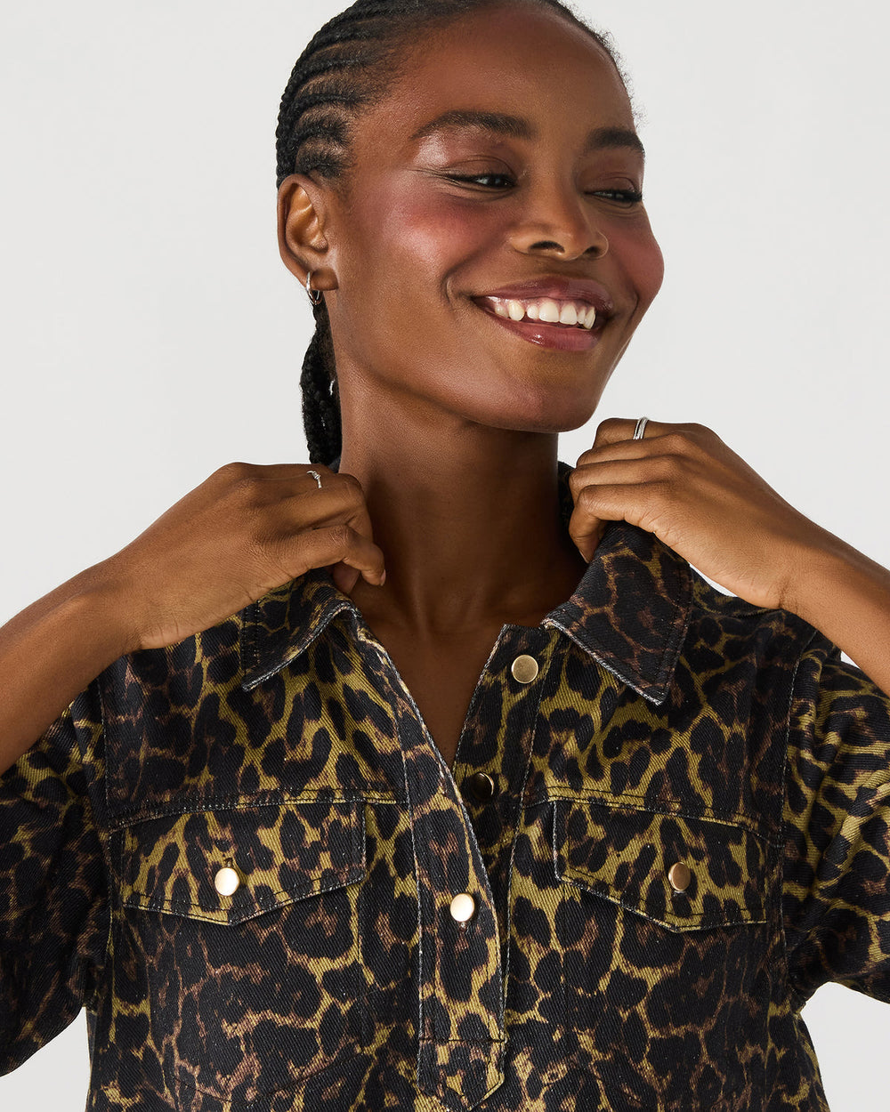 FREDDY Hot Spots Print Short-Sleeved Denim Button-Up Mini Women's Dress | Steve Madden outlet