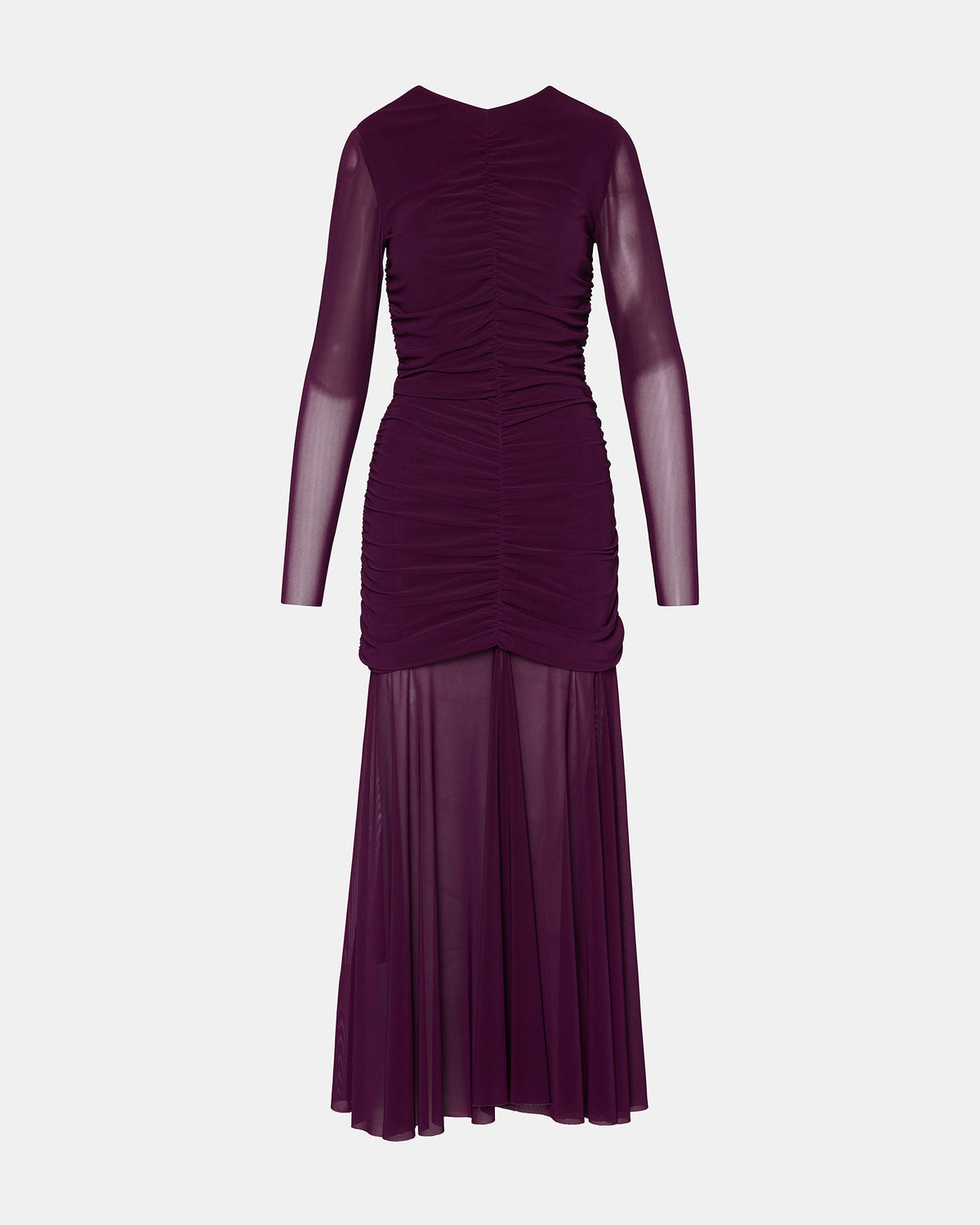 KIARA Beet Long-Sleeved Maxi Mesh Flowy Women's Dress | Steve Madden Sale
