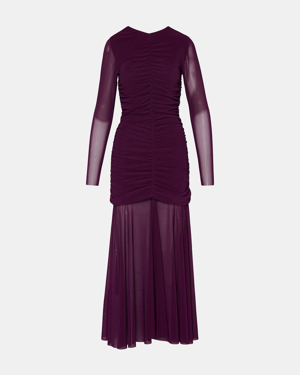 KIARA Beet Long-Sleeved Maxi Mesh Flowy Women's Dress | Steve Madden Sale