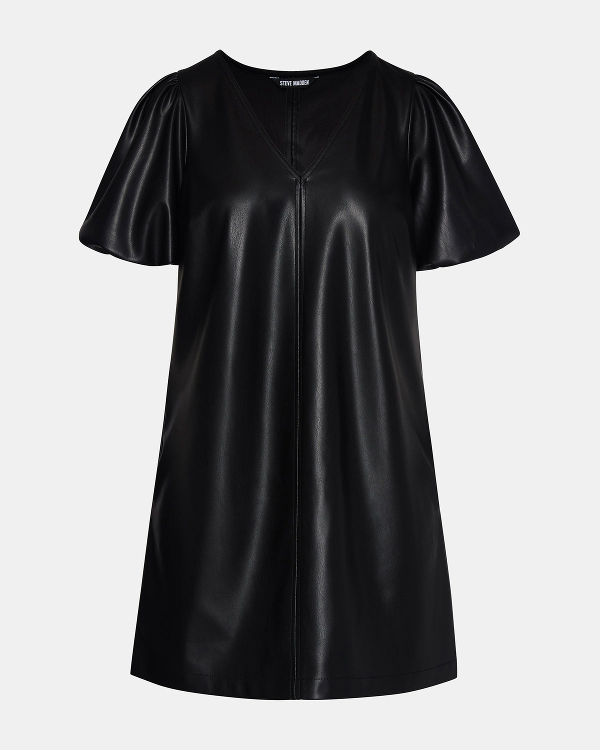 TILLY Black Short-Sleeved Faux Leather Women's Dress | Steve Madden for Sale