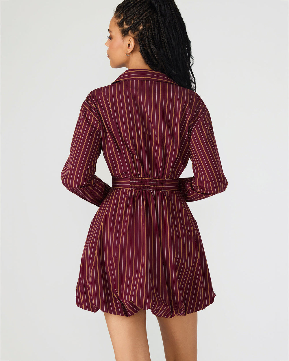 ARIELLE Wine Long-Sleeved Button-Up Bubble Women's Dress | Steve Madden near me
