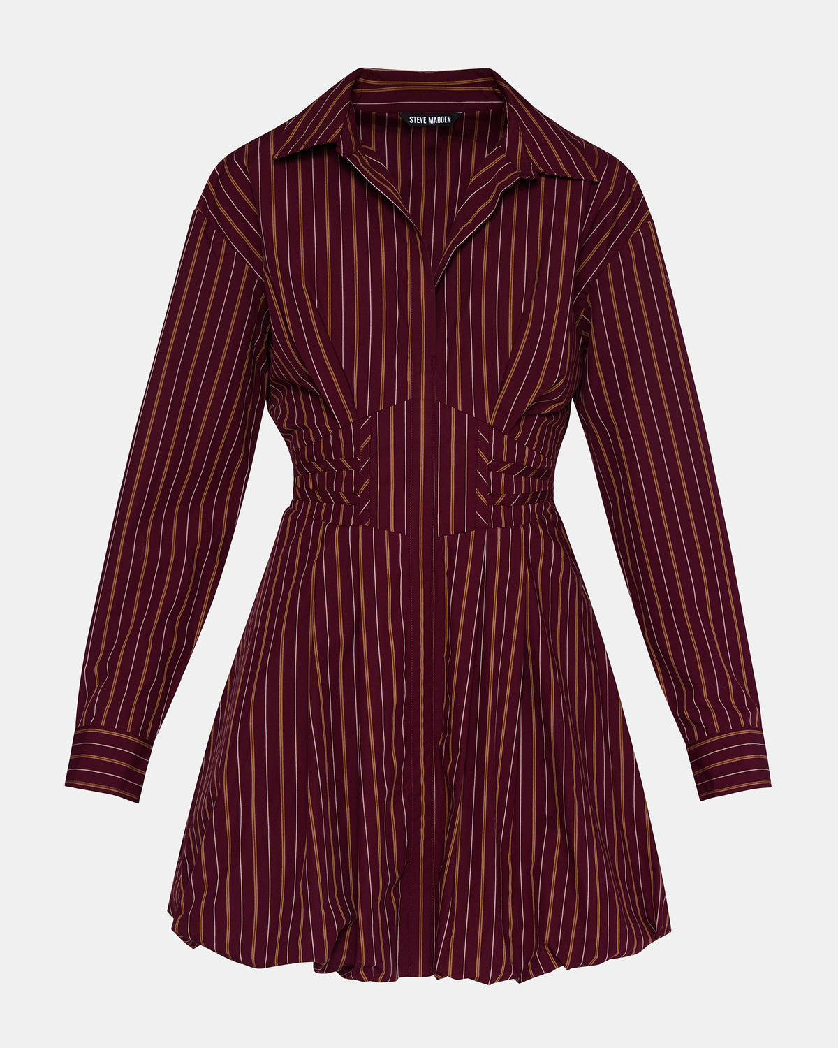 ARIELLE Wine Long-Sleeved Button-Up Bubble Women's Dress | Steve Madden near me