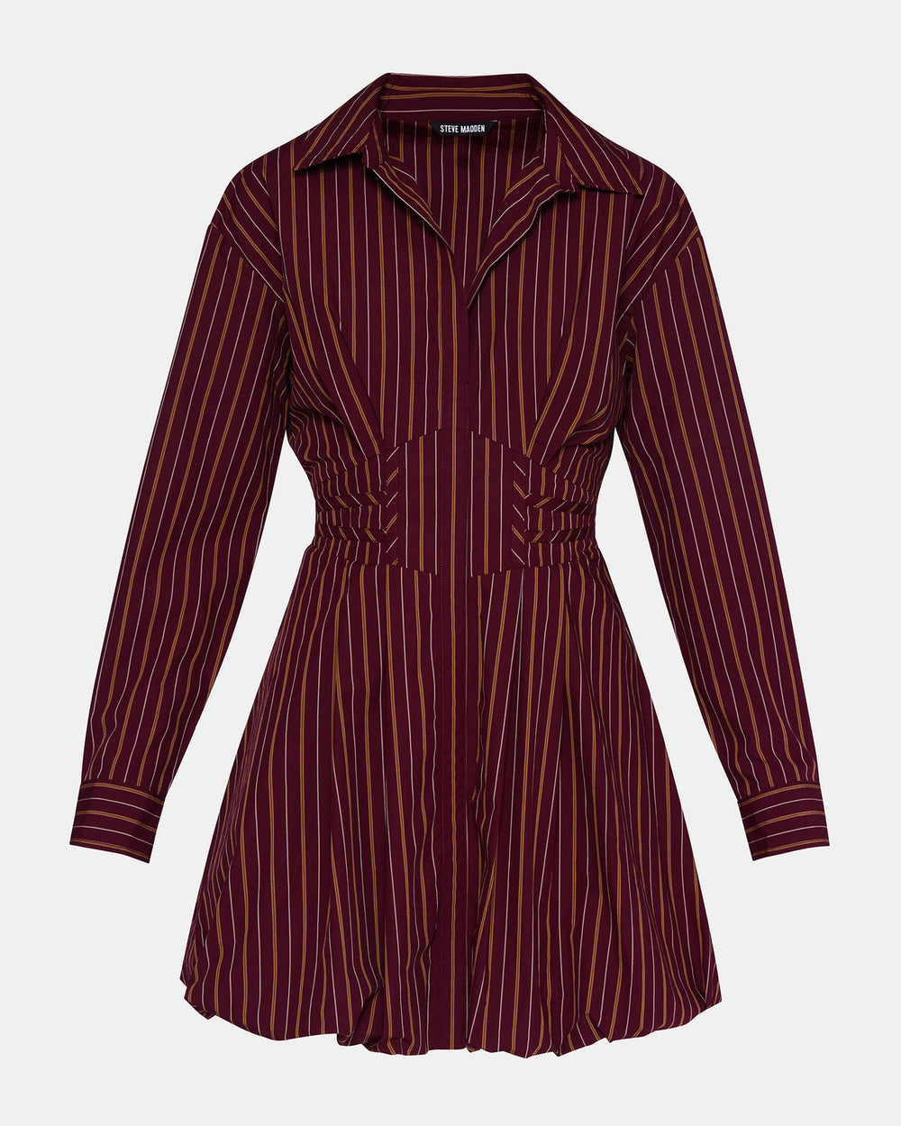 ARIELLE Wine Long-Sleeved Button-Up Bubble Women's Dress | Steve Madden near me