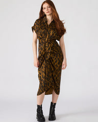 TORI Leopard Button Up Collared Midi Dress | Steve Madden online